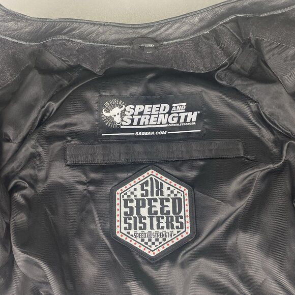 Speed Strength Motorcycle Jacket Womens Small Black Leather Cafe Racer Biker - Picture 10 of 13